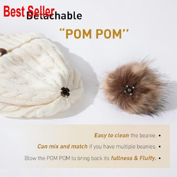 Wool Fleece Lined Ear Flap Beanie Detachable Pompom Classic Chic Winter Warm main image 7